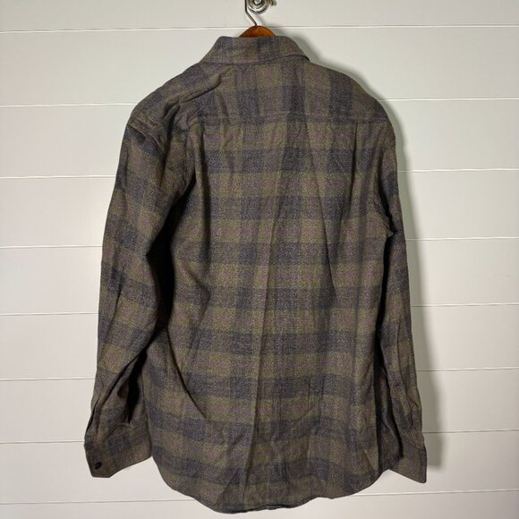 Bruli Long Sleeve Button Up Plaid Shirt Olive Green Purple Dk. Gray Sz Medium - Picture 5 of 9